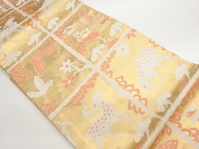 JAPANESE NAGOYA OBI / WOVEN FLORAL PLANTS